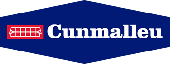 Logo de Cunmalleu. Letras blancas sobre un fondo azul